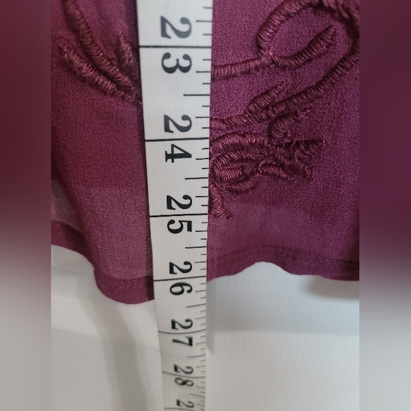 REVOLUTION Embroidered Tunic Blouse w/ Ruched Long Sleeves (Dark Fuchsia) - Picture 10 of 10